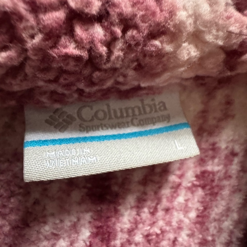 Columbia  Burgundy and Light Pink Plaid Fleece Puffer Jacket - Picture 5 of 5